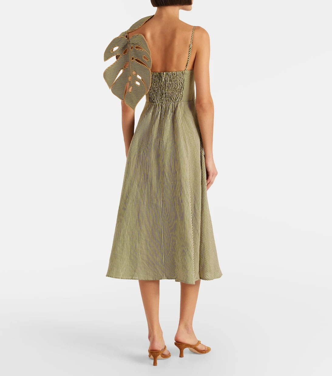Farm Rio - Striped Monstera linen midi dress