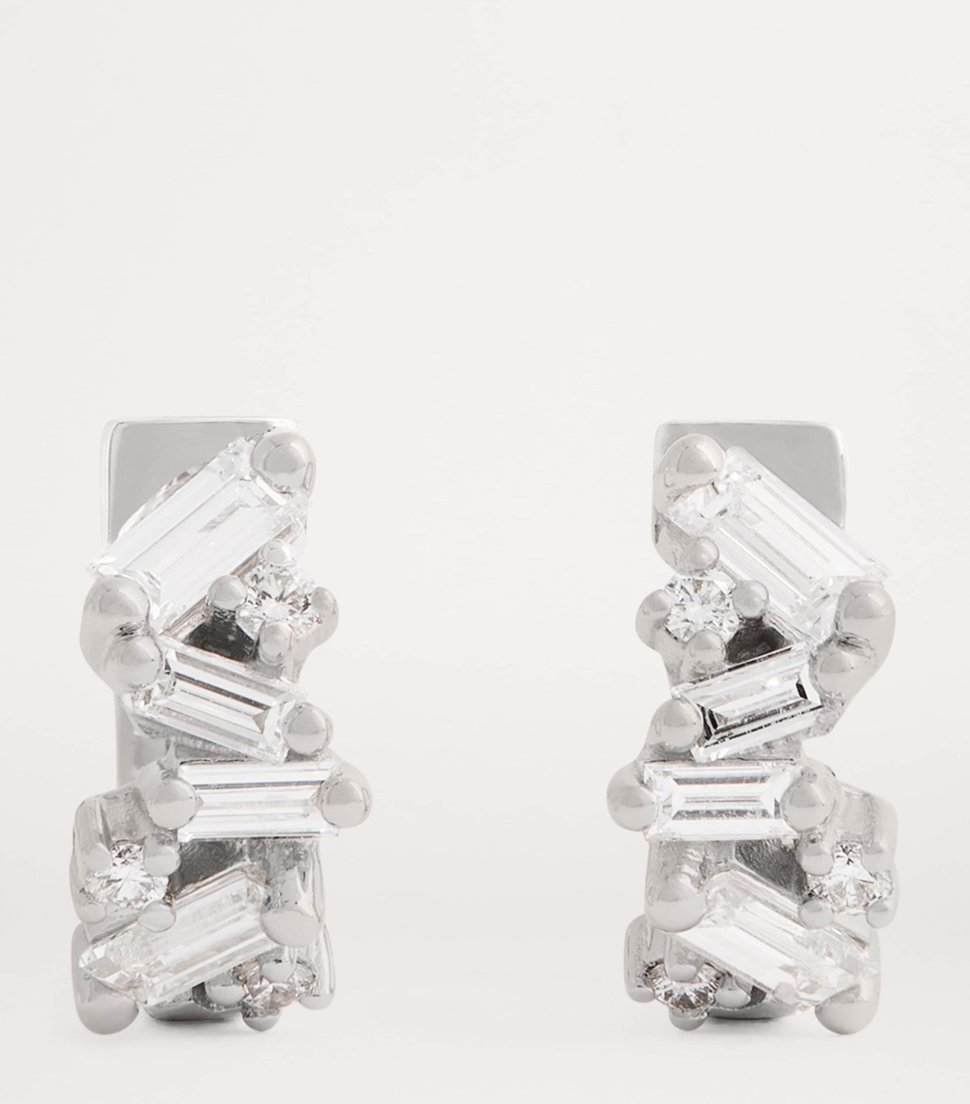 White Gold and Diamond Frenzy Huggie Earrings