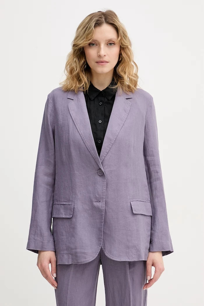 United Colors of Benetton tek düğmeli kadın keten blazer
