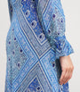 Rixo Blue Silk Printed Gracye Midi Dress