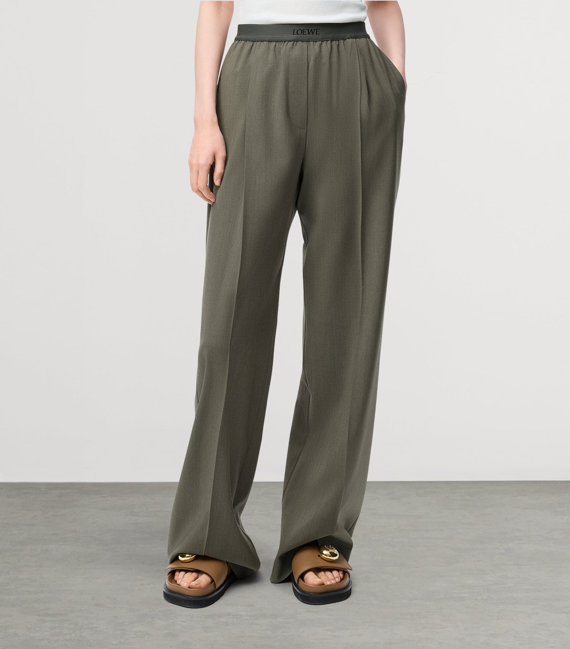 LOEWE Green Logo-Detail Tailored Trousers