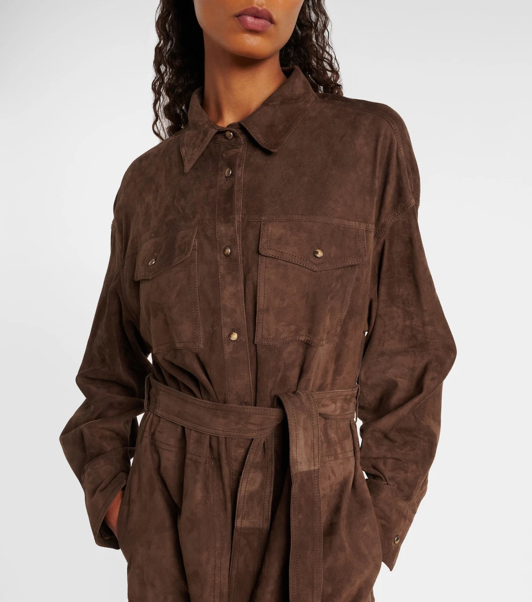 Brunello Cucinelli - Monili belted suede shirt dress