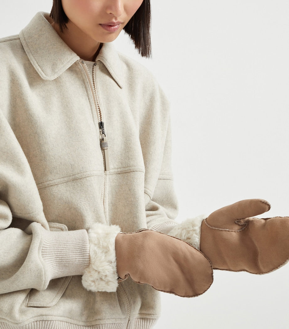 Brown Shearling Mittens