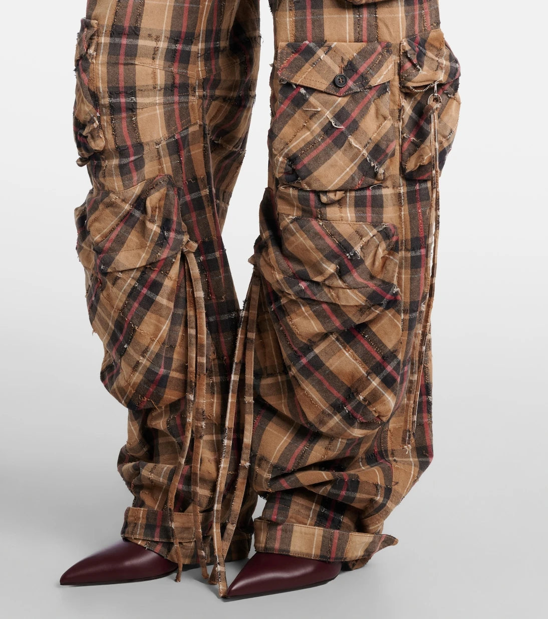 The Attico - Checked cotton flannel cargo pants
