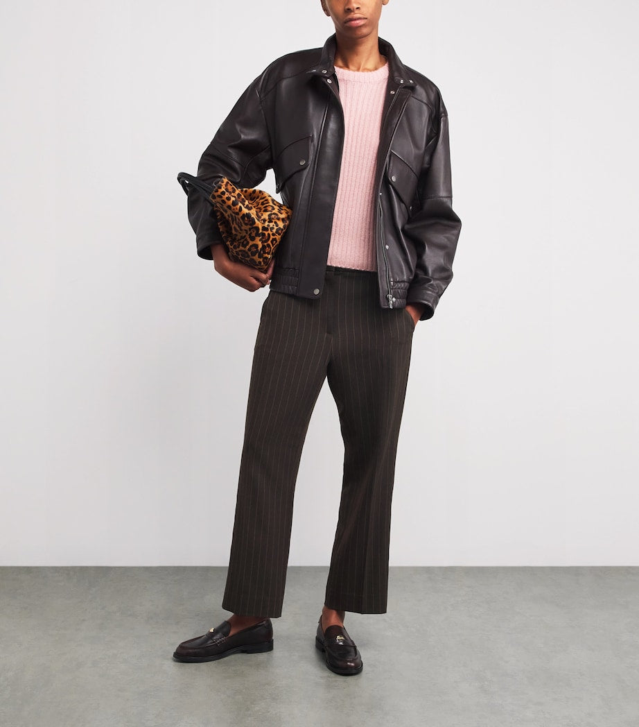 ME+EM Brown Pinstripe Cropped Slim Trousers