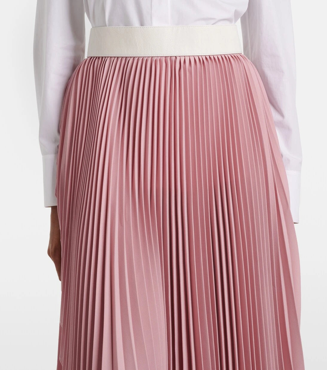 Stella McCartney - Leather-trimmed plissé maxi skirt