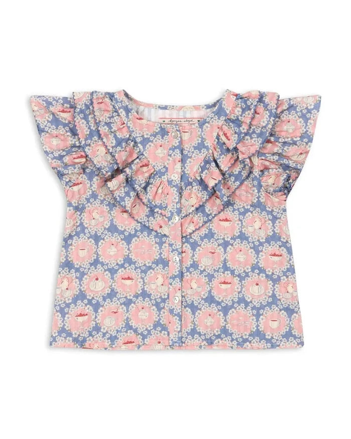 Konges Sløjd KIM FRILL SS SHIRT GOTS Çocuk Pamuk Bluz