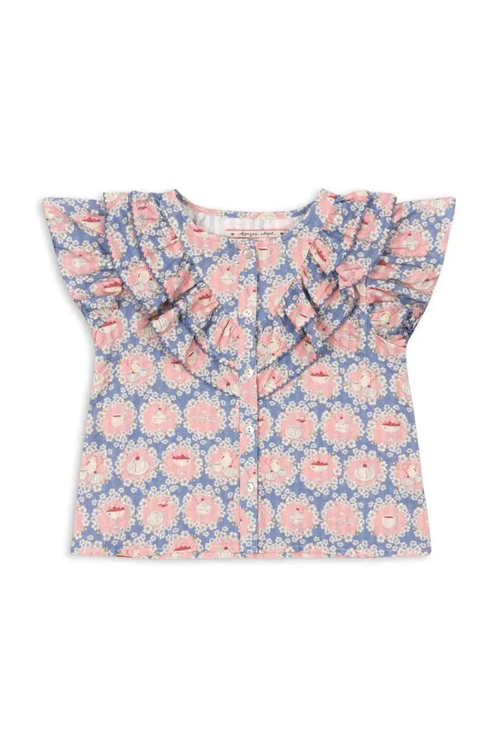 Konges Sløjd KIM FRILL SS SHIRT GOTS Çocuk Pamuk Bluz