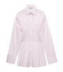 Pink Poplin Smocked-Waist Shirt Dress