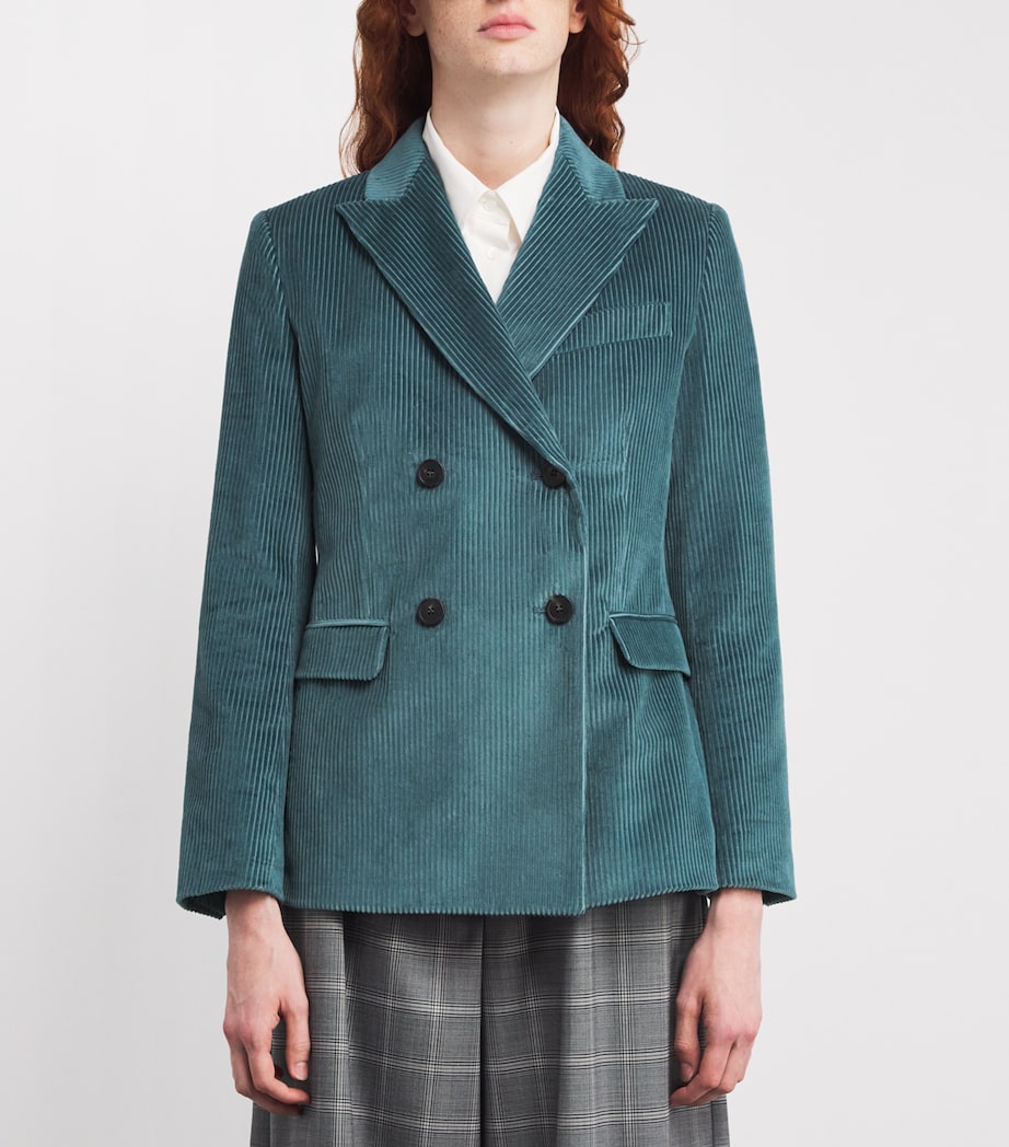 Weekend Max Mara Blue Corduroy Double-Breasted Blazer