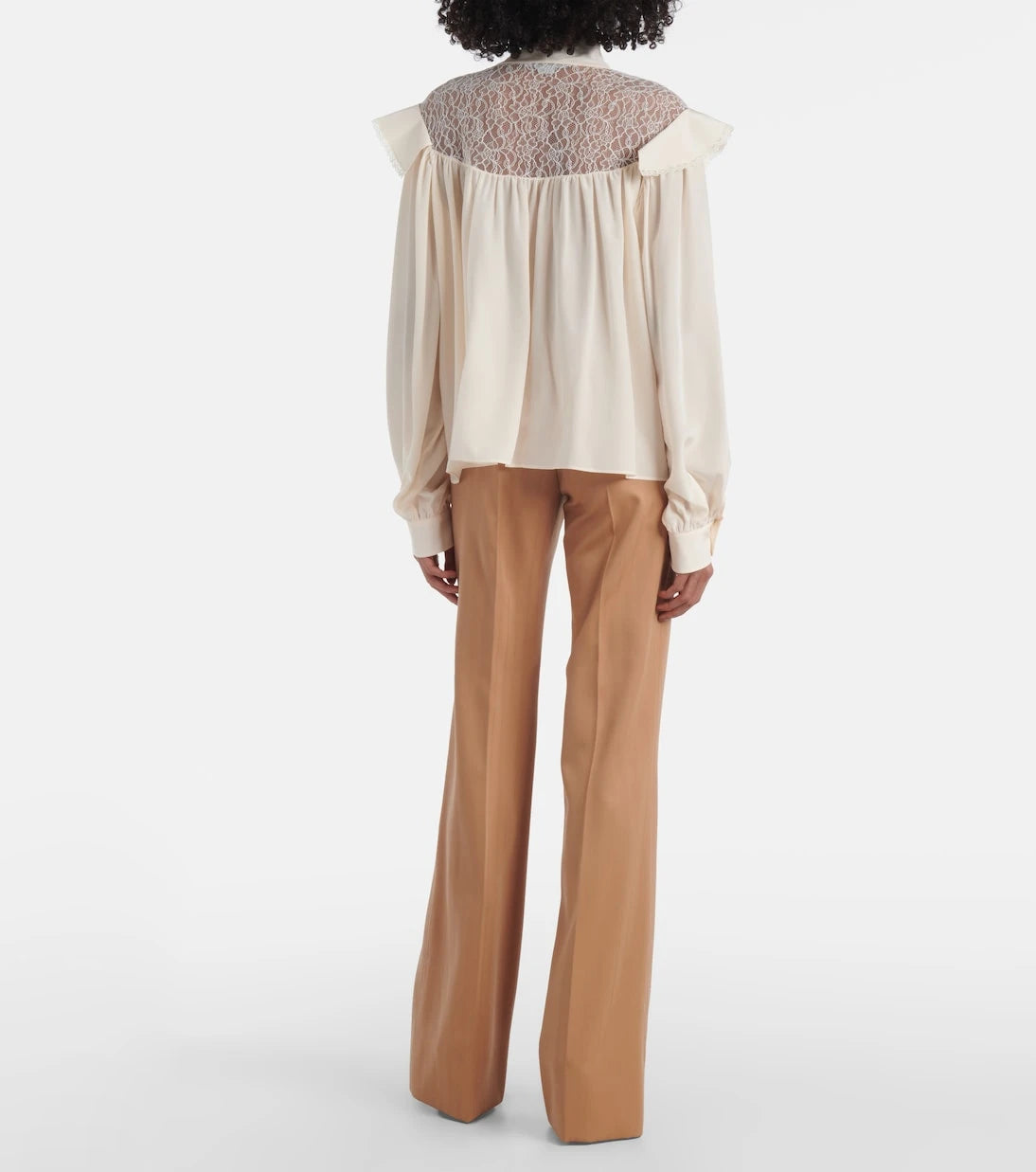 Stella McCartney - Bow-detail lace-trimmed silk blouse