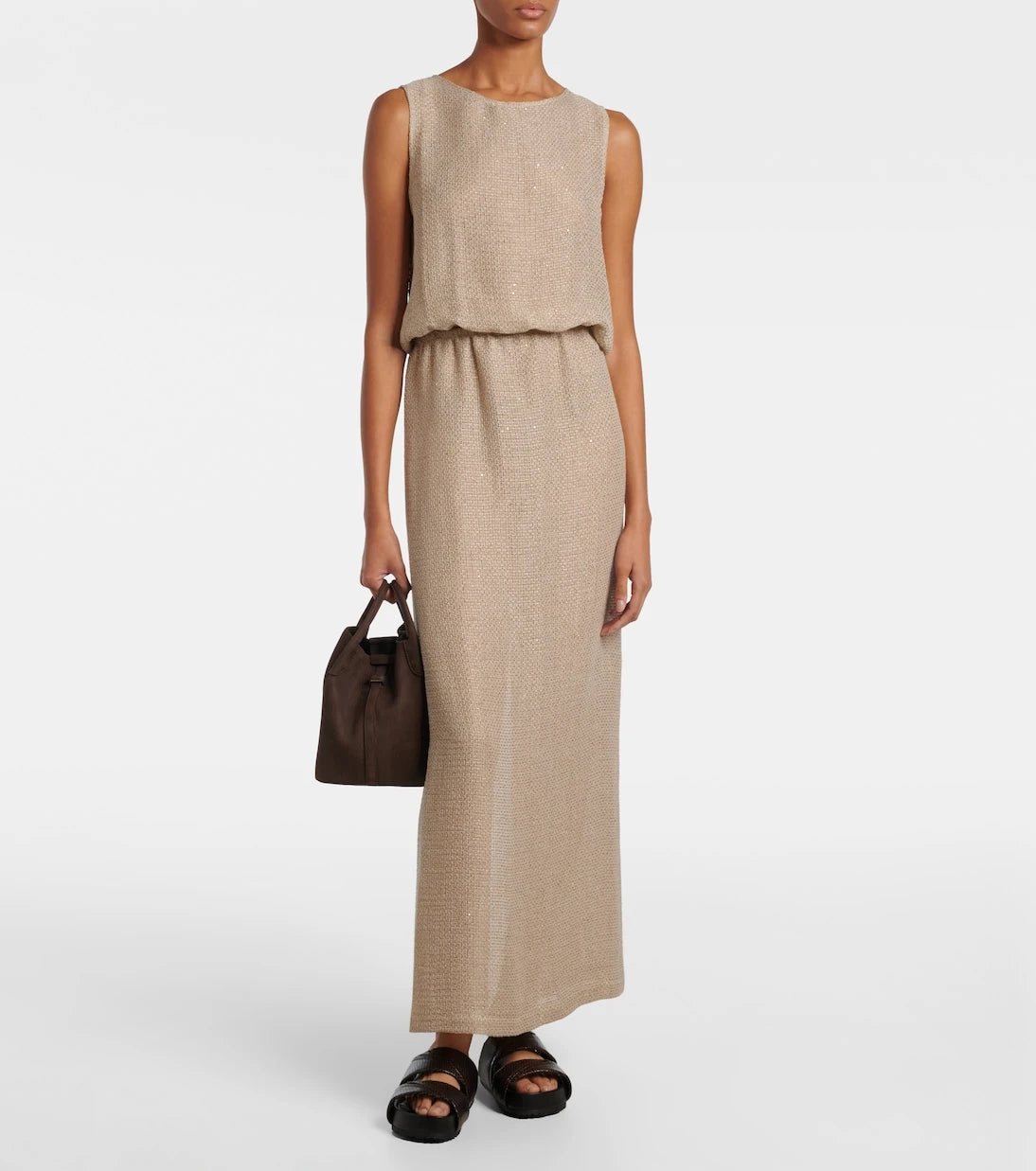 Leset - Stella sequined linen-blend top