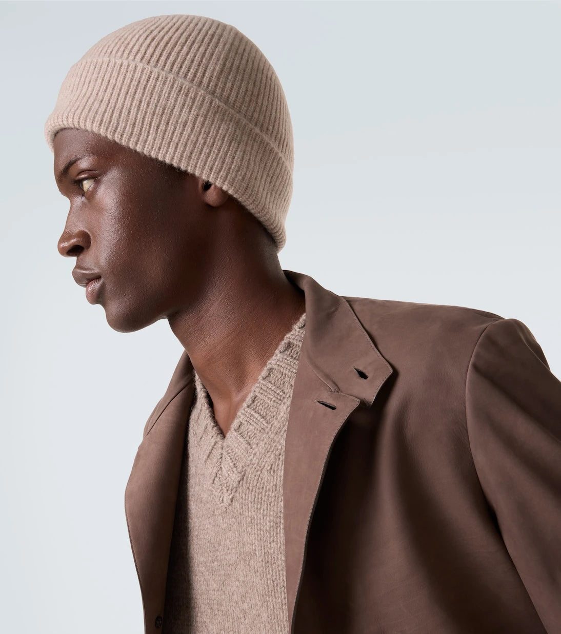 Zegna - قبعة صغيرة من الكشمير المحبوك مضلعة