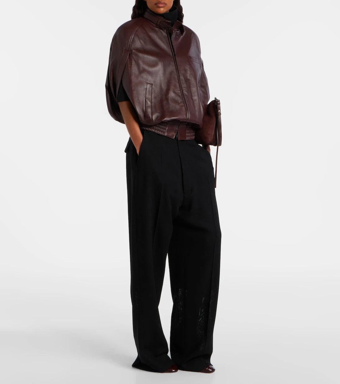 Phoebe Philo - Caped leather bomber jacket
