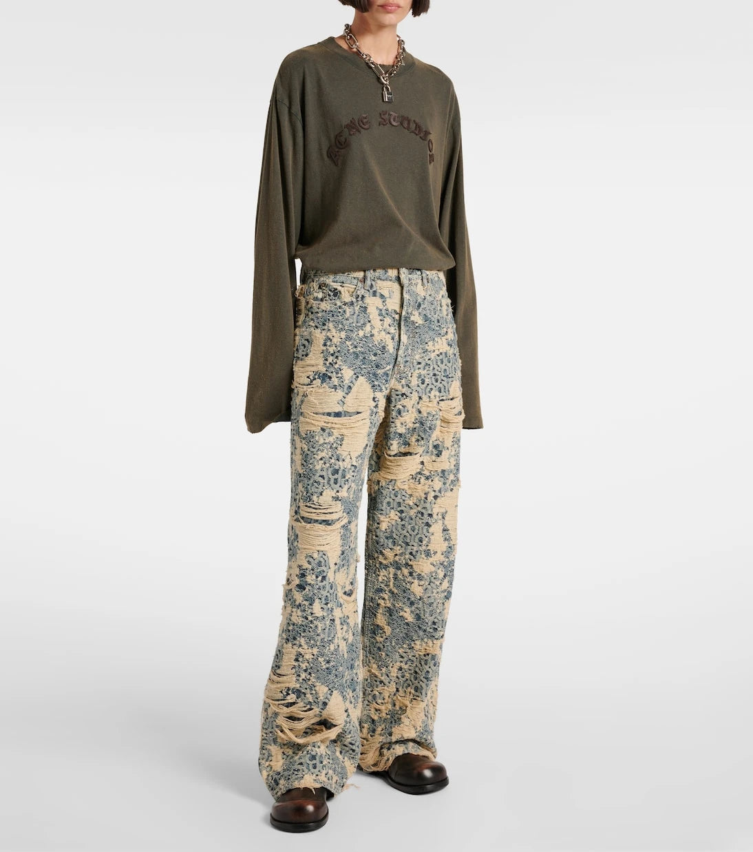 Acne Studios - 1981 Monogram distressed wide-leg jeans