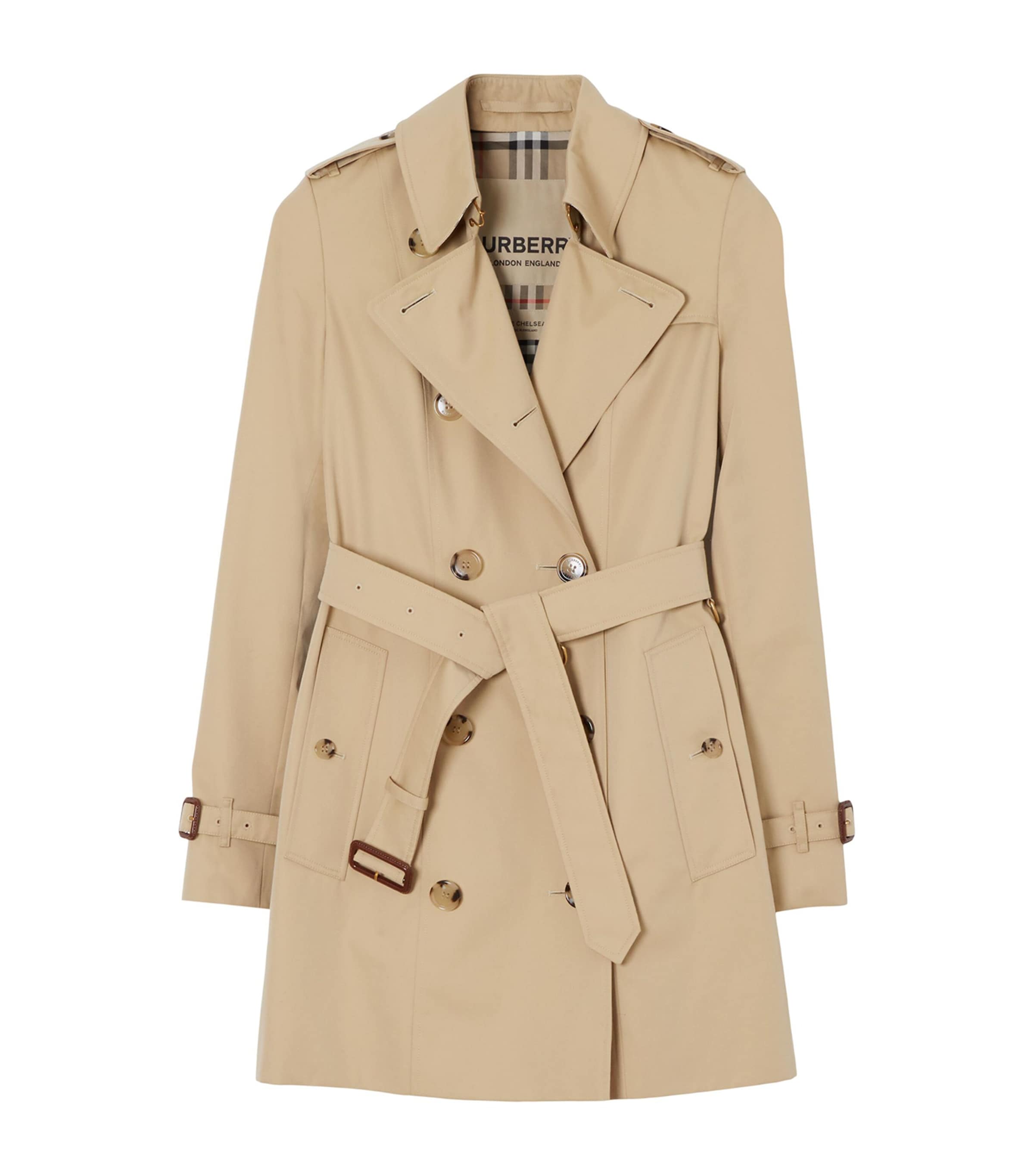 Burberry Yellow Gabardine Chelsea Short Trench Coat