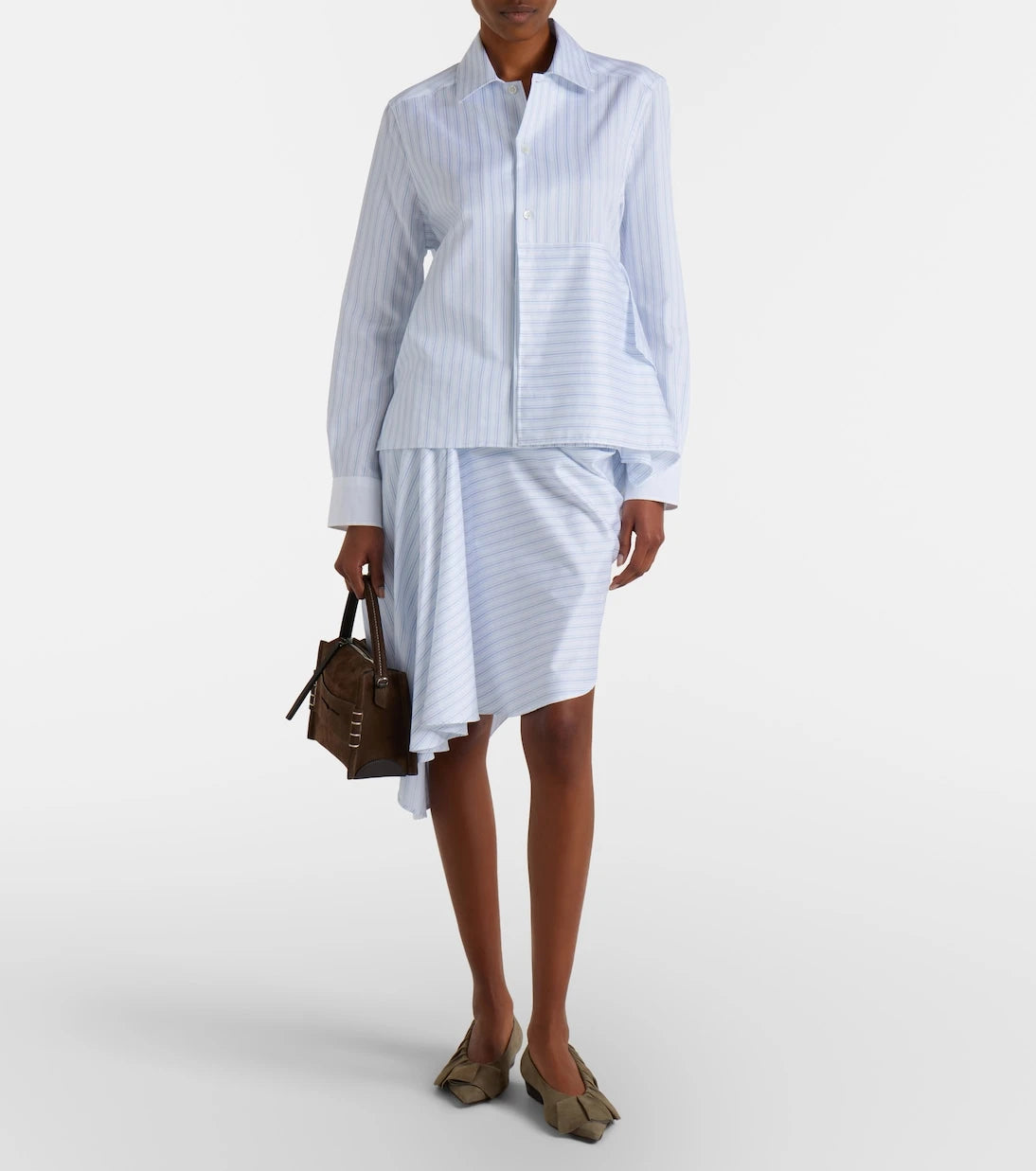 JW Anderson - Striped asymmetric cotton poplin shirt