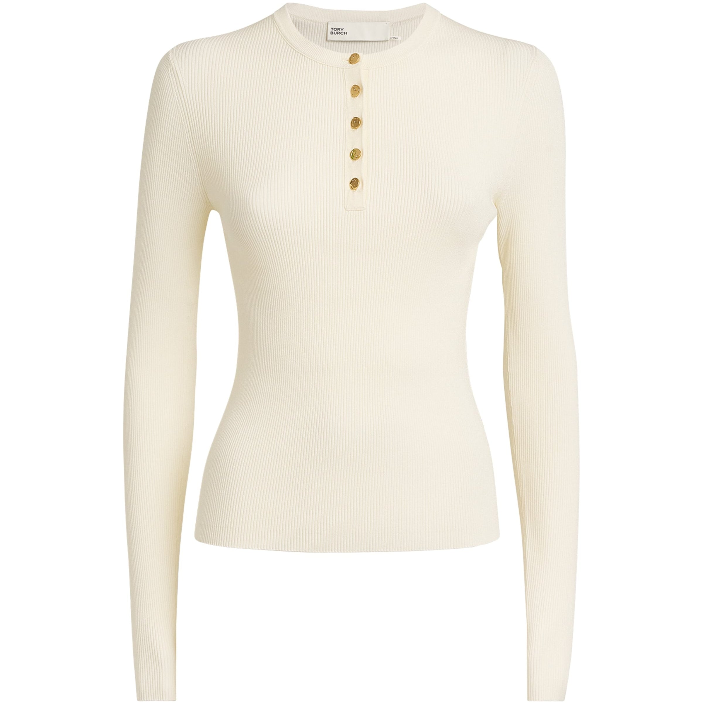 Ivory Long-Sleeve Henley T-Shirt