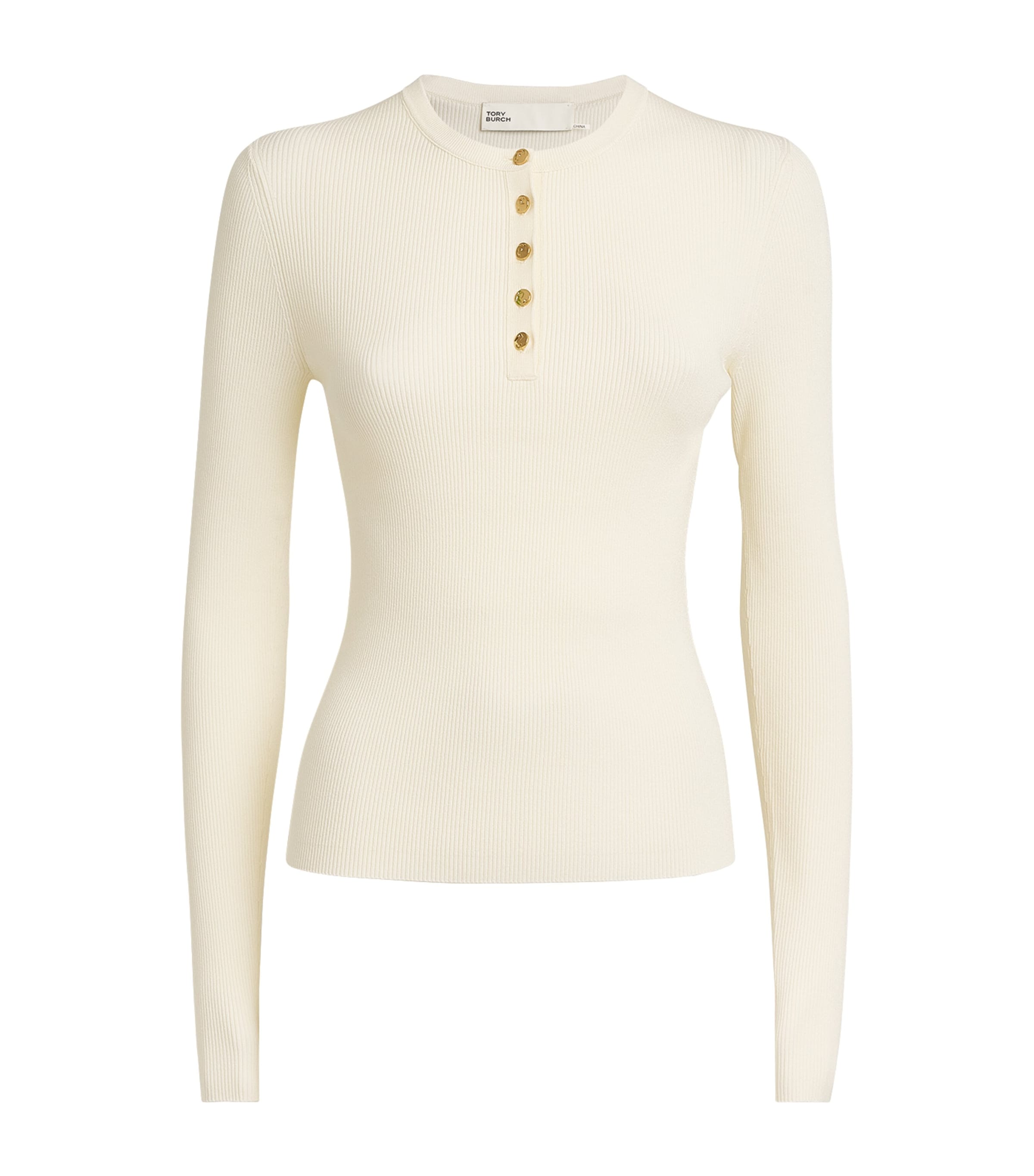 Ivory Long-Sleeve Henley T-Shirt