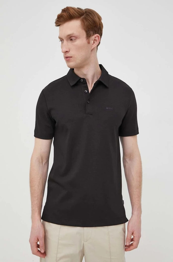 BOSS тениска с яка мъжка от памук