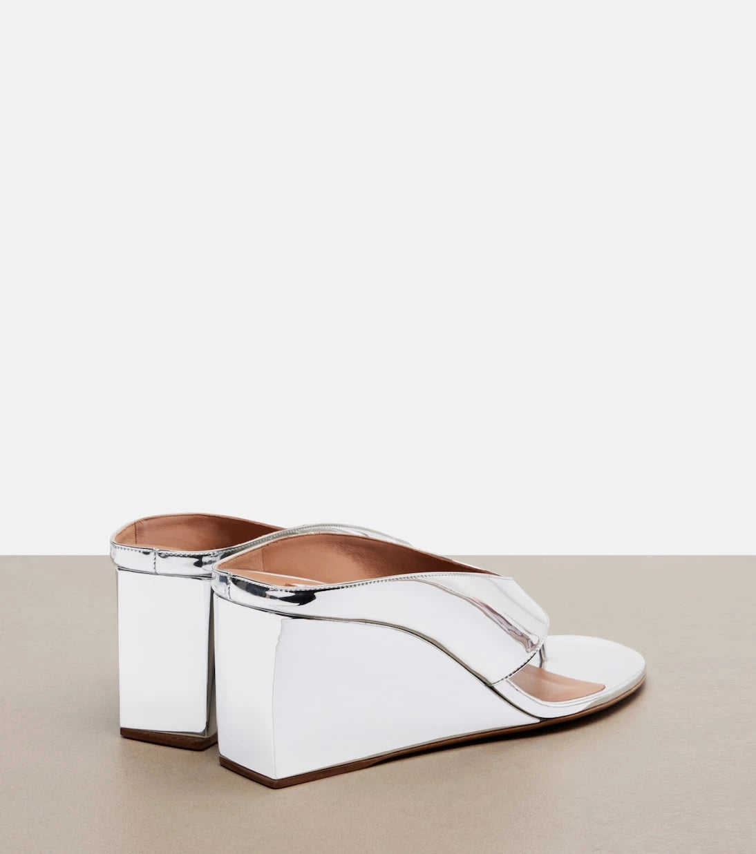 Alaïa - Cube mirrored wedge thong sandals