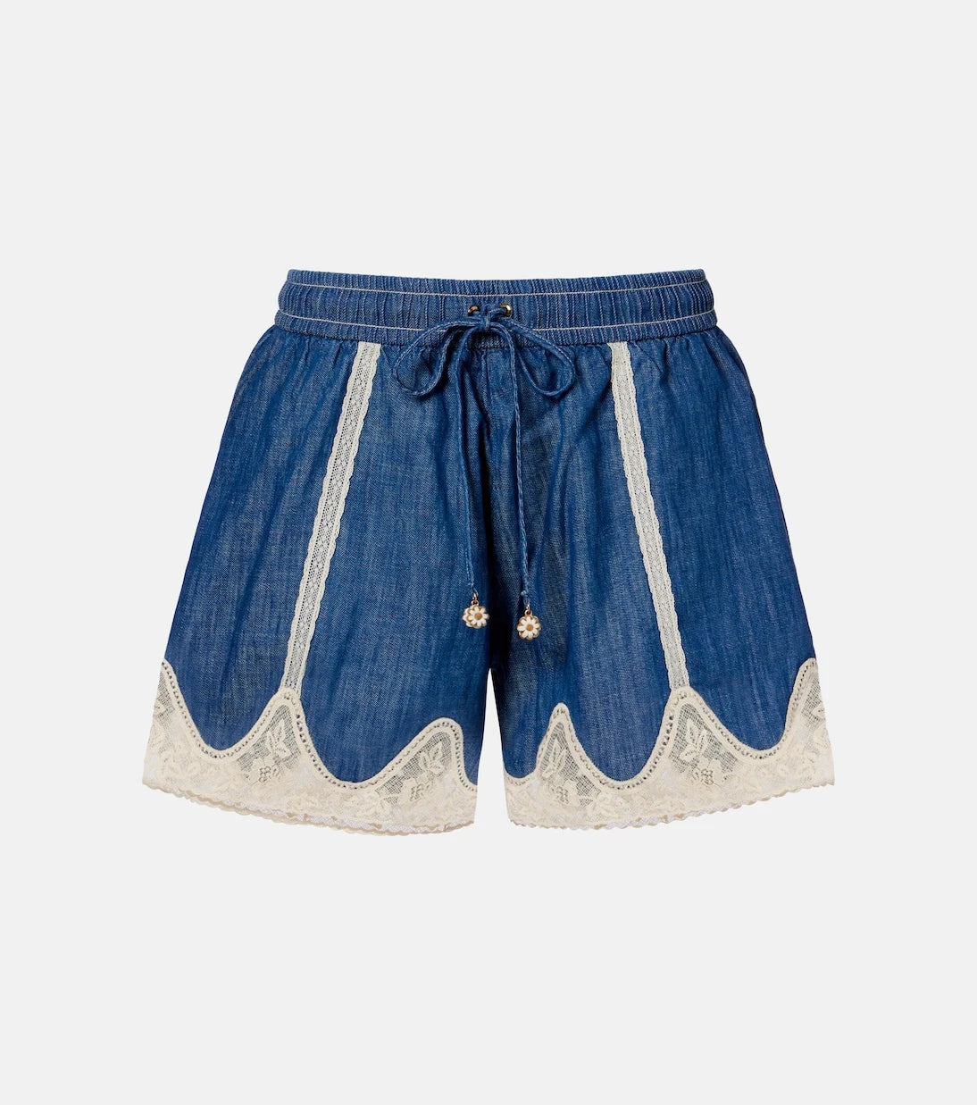 Zimmermann - Awaken lace-trimmed denim shorts