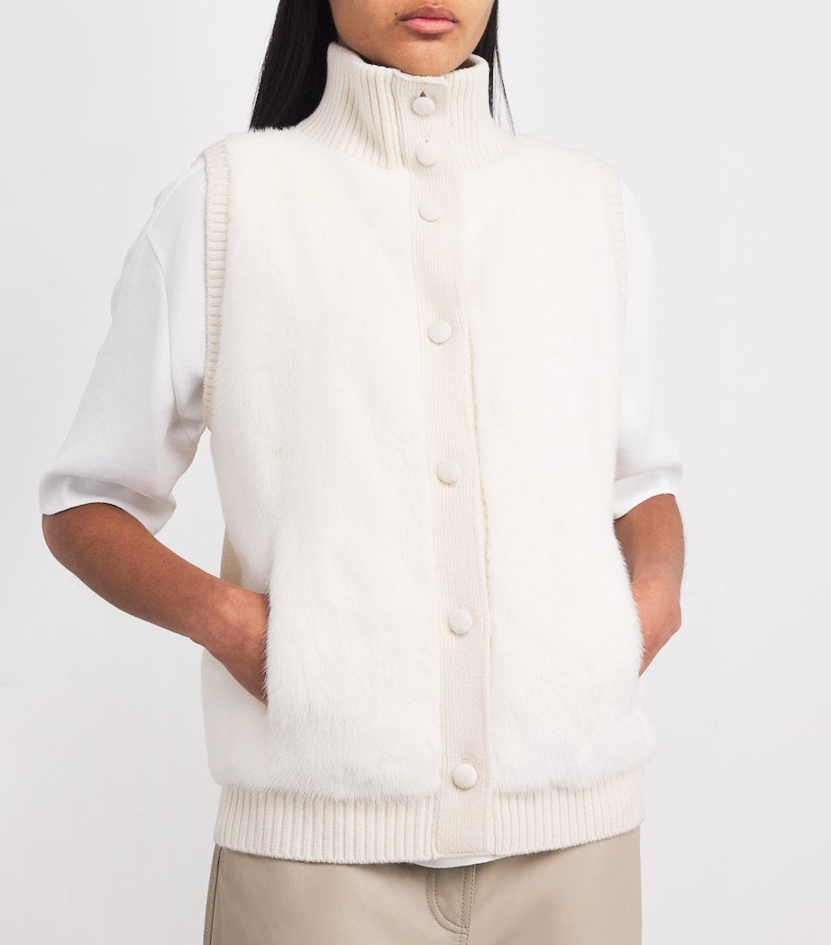 Beige Merino Wool-Mink Gilet