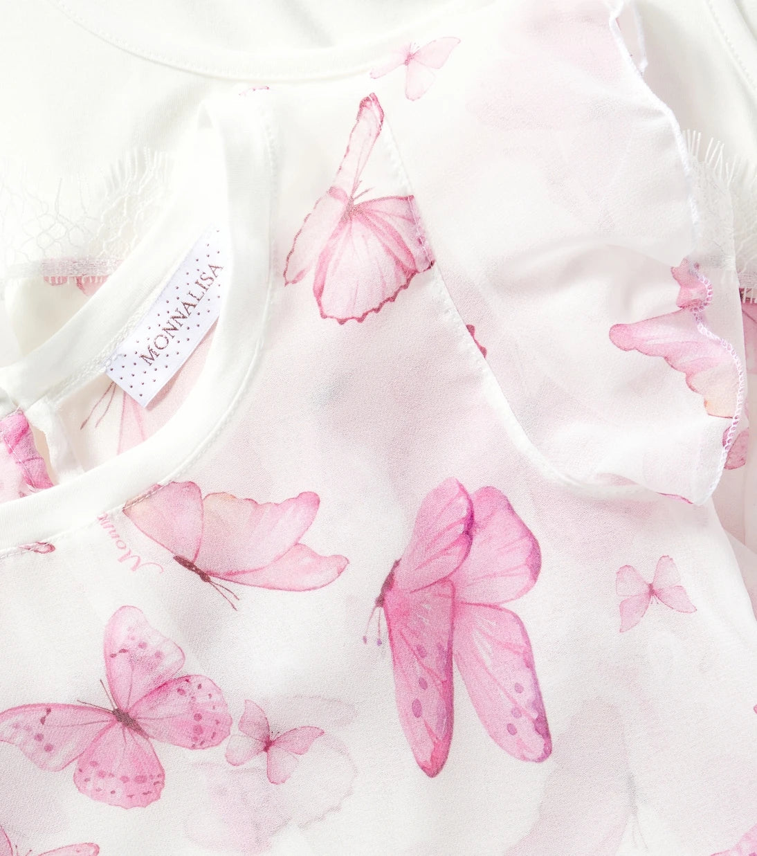 Monnalisa - Butterflies ruffled georgette top
