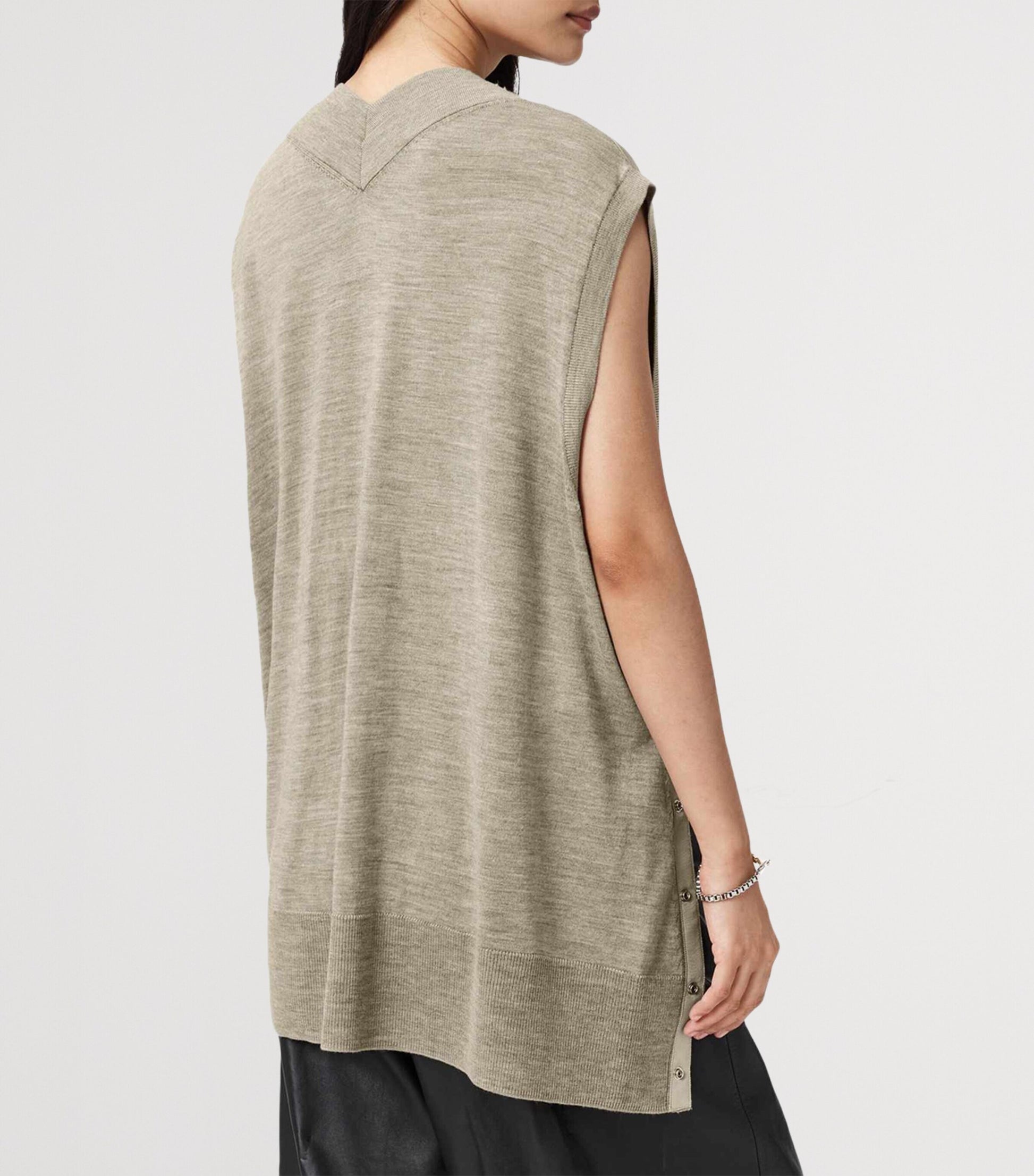 AllSaints Grey Bern Studded Tank Top
