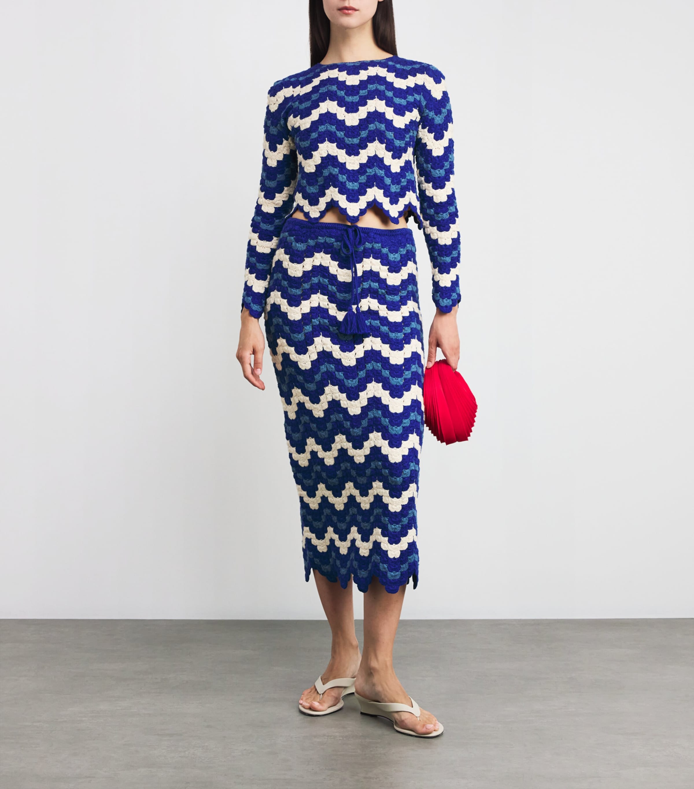 Blue Crochet Safi Midi Skirt