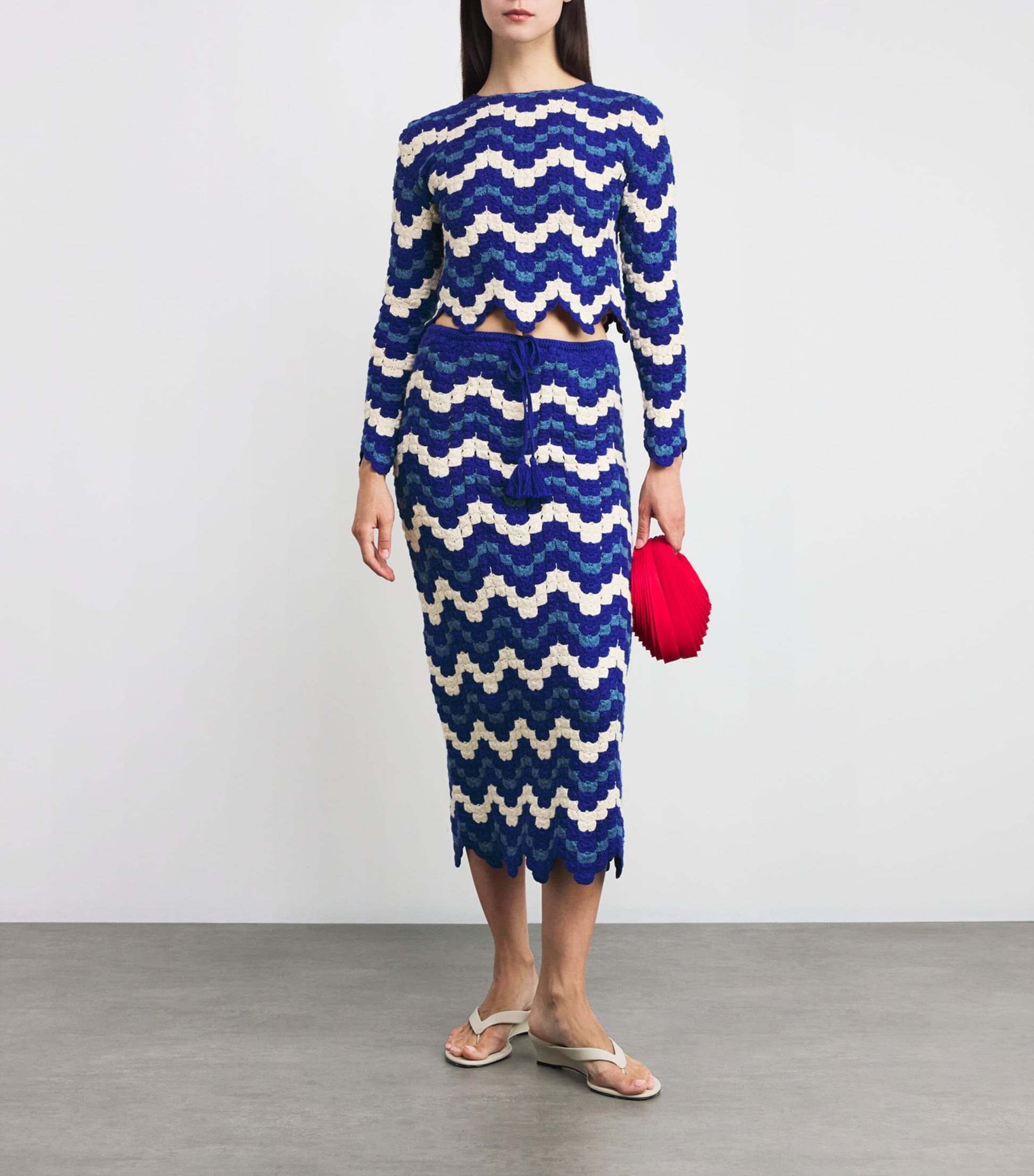 Blue Crochet Safi Midi Skirt