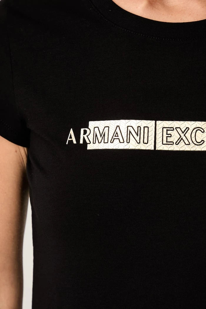Armani Exchange pamuk ve elastanlı kadın tişörtü