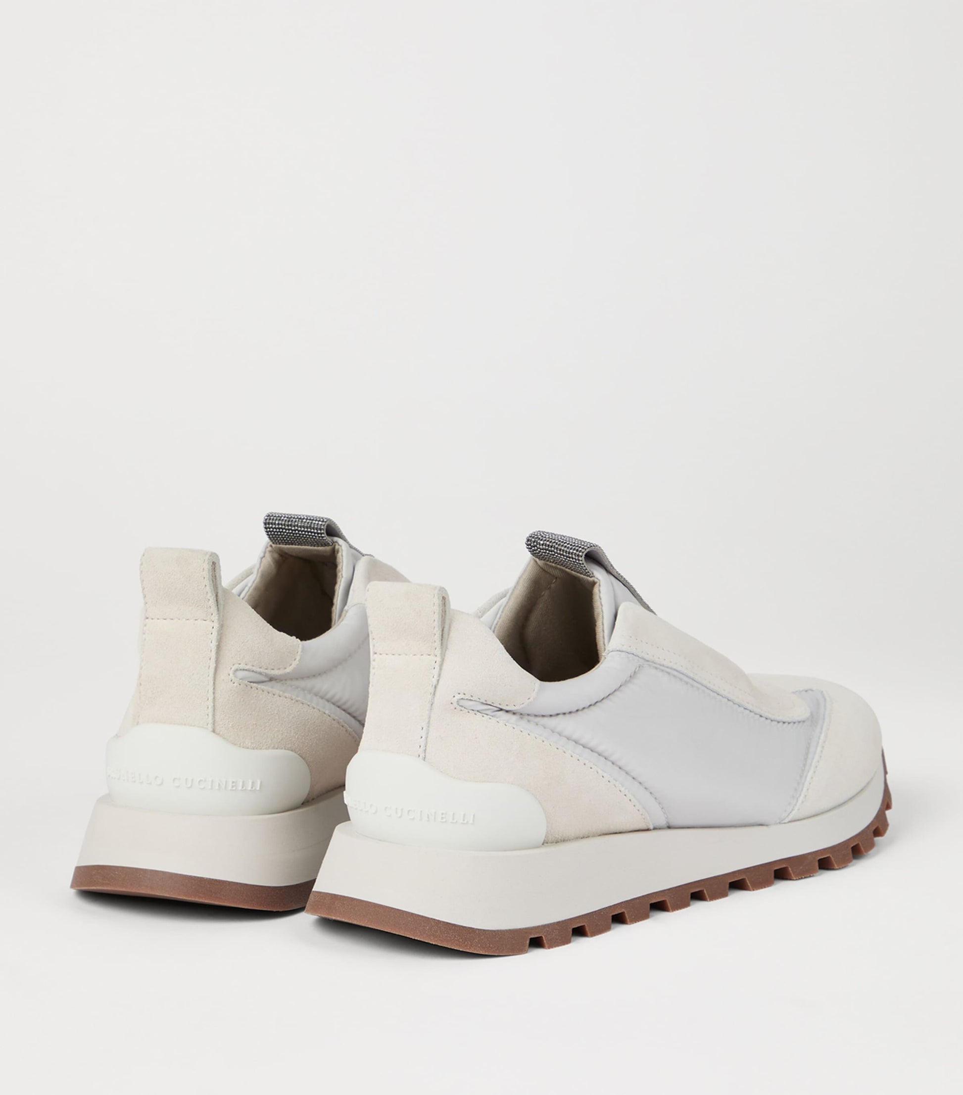 Brunello Cucinelli White Suede Technical Sneakers