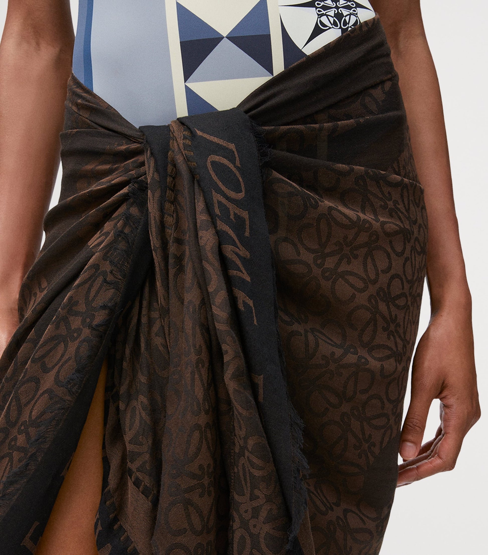 LOEWE Black x Paula's Ibiza Cotton Anagram Jacquard Pareo