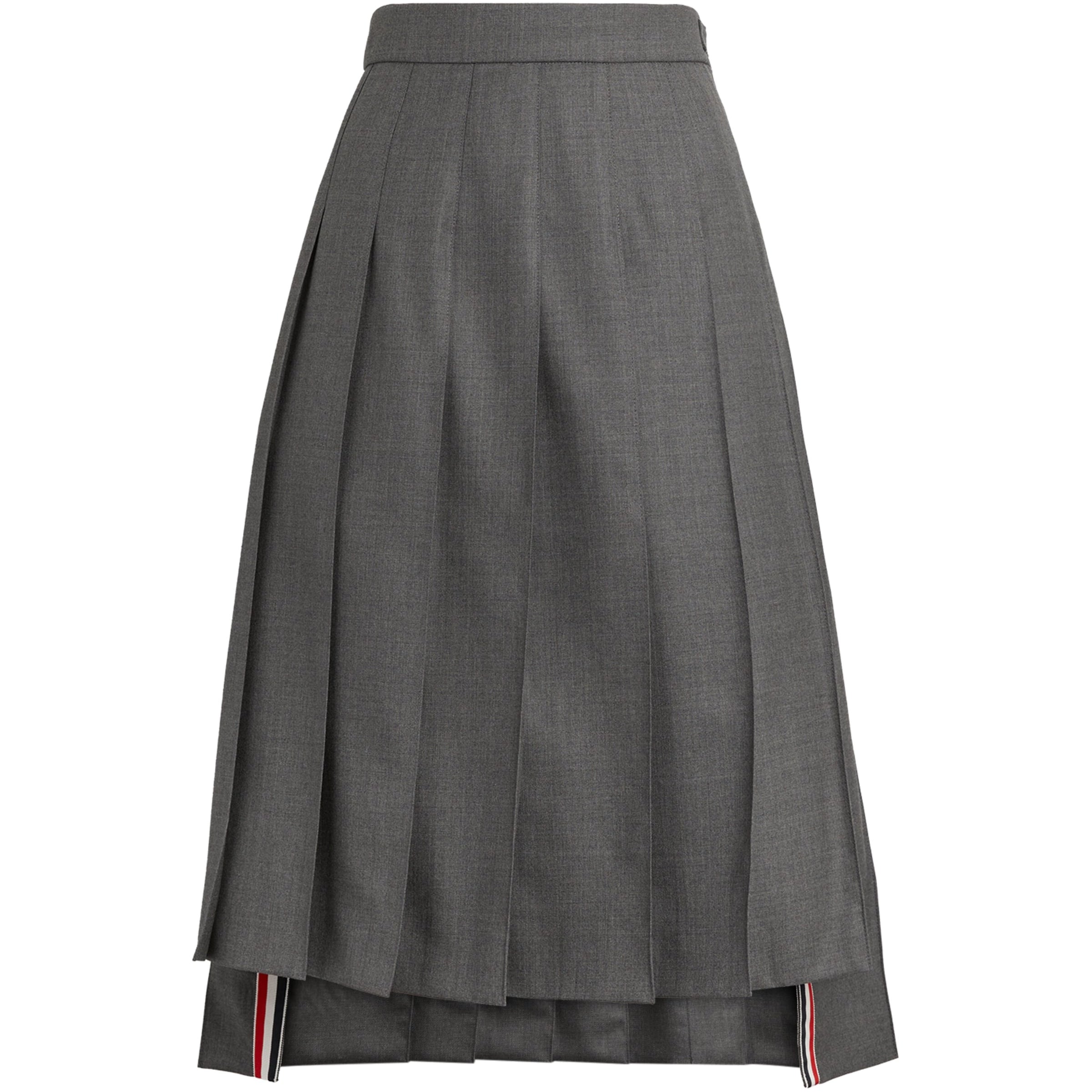 Thom Browne Grey Pleated Midi Skirt