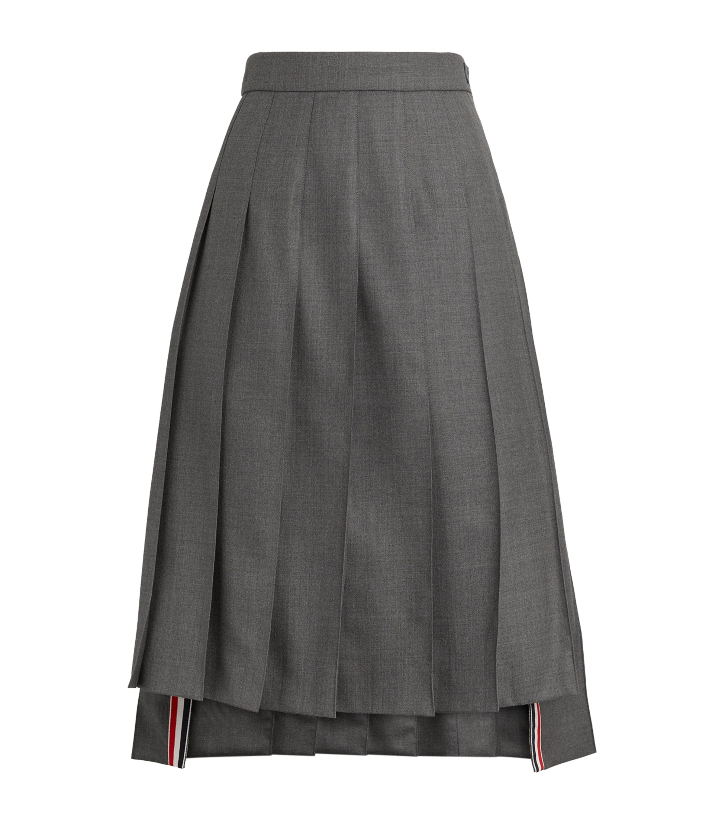 Thom Browne Grey Pleated Midi Skirt