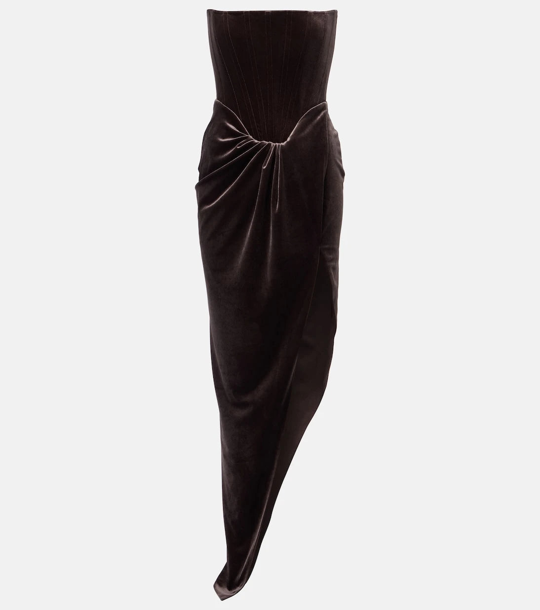 Alex Perry - Draped asymmetric velvet bustier dress