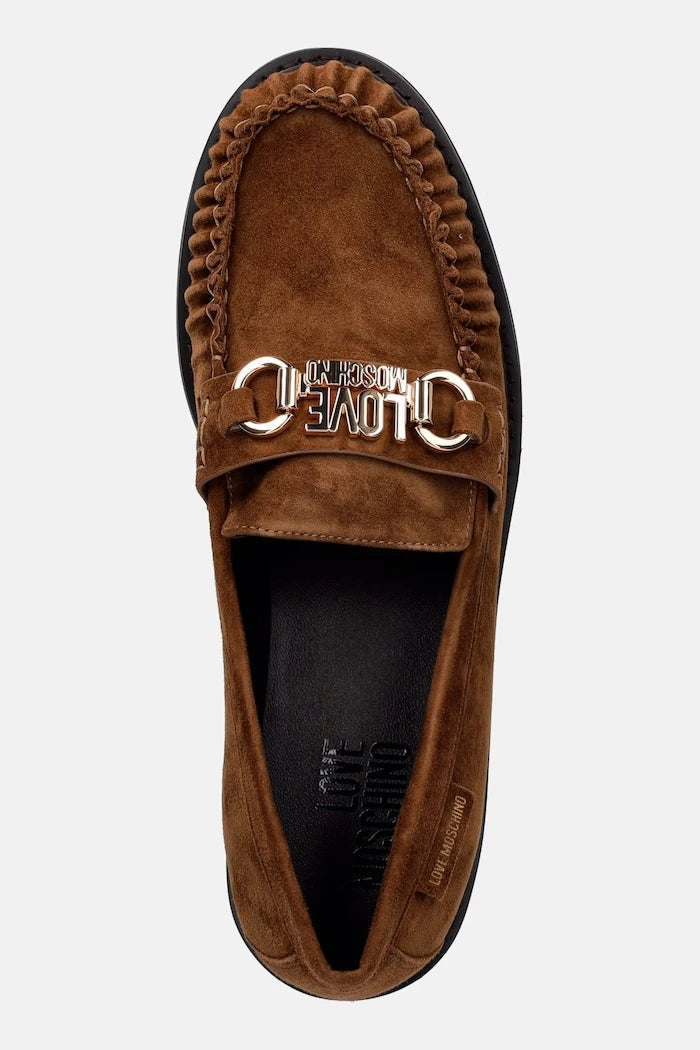 Love Moschino kadın süet mokasenler