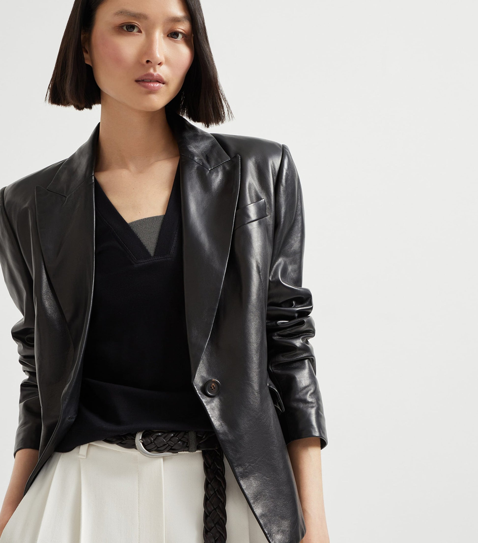 Brunello Cucinelli Black Nappa Leather Blazer
