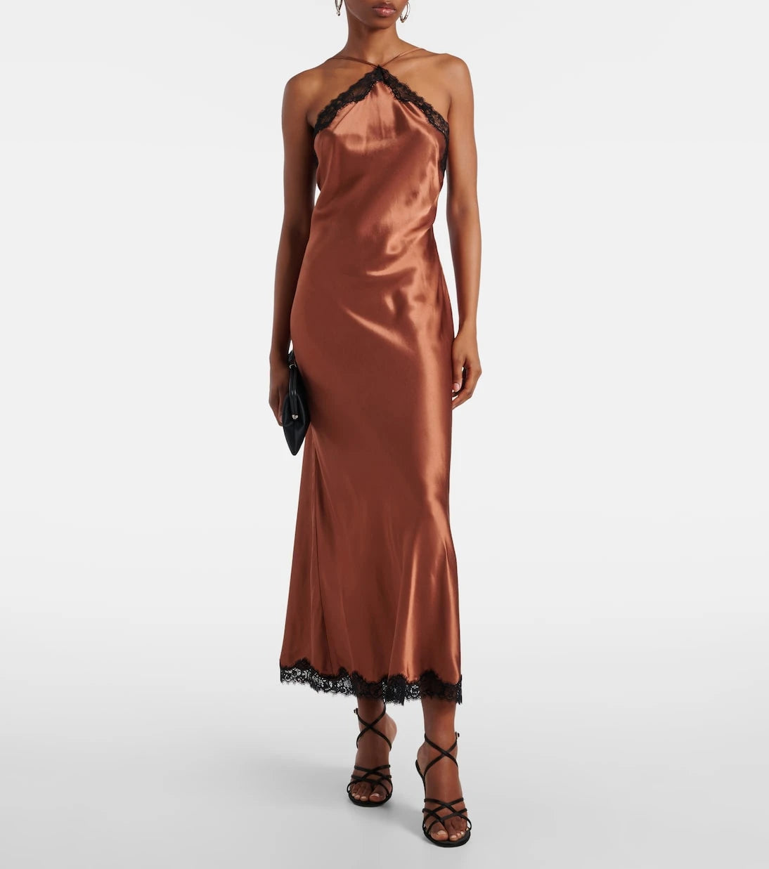 Rixo - Harlan lace-trimmed satin midi dress