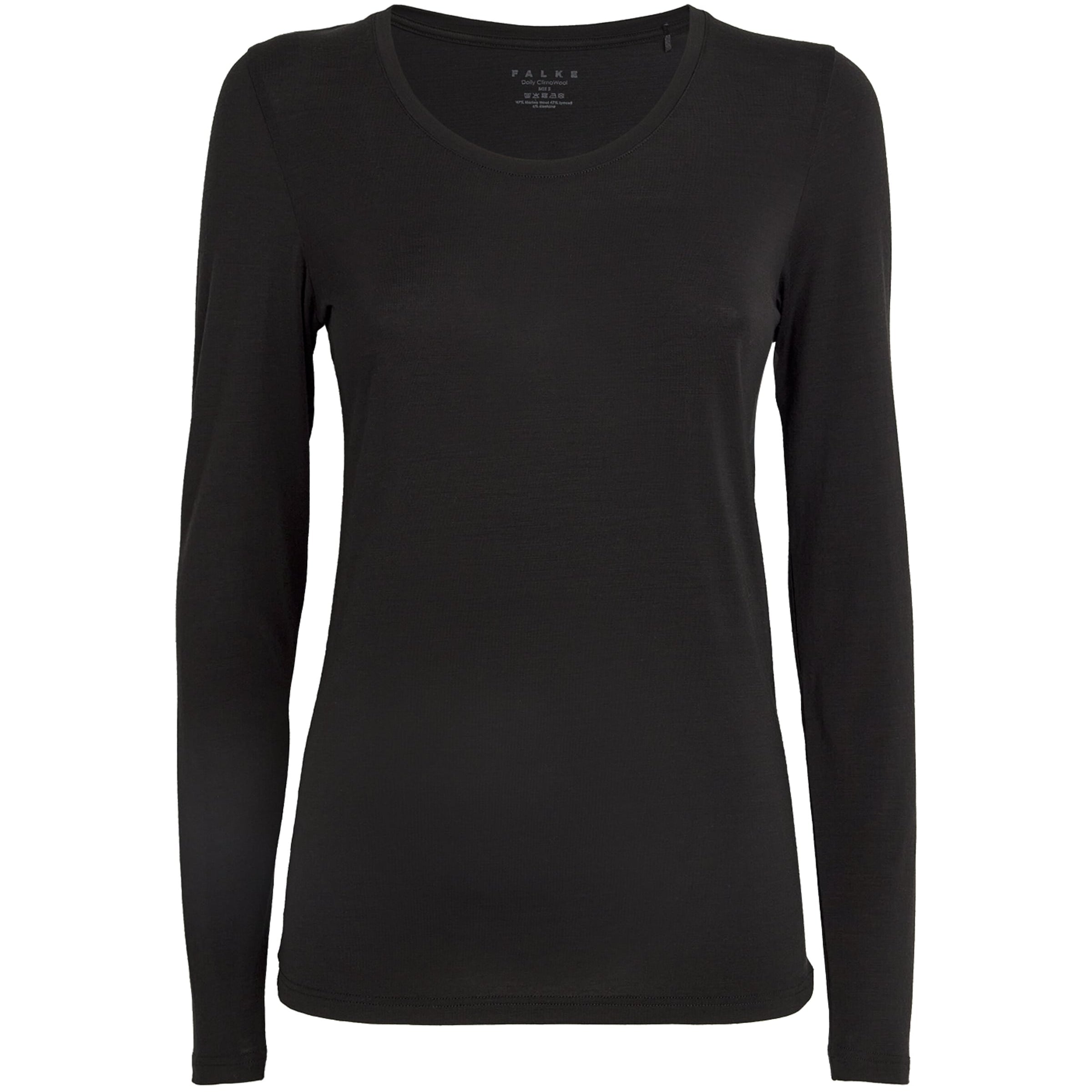 Falke Black Long-Sleeve Daily ClimaWool T-Shirt