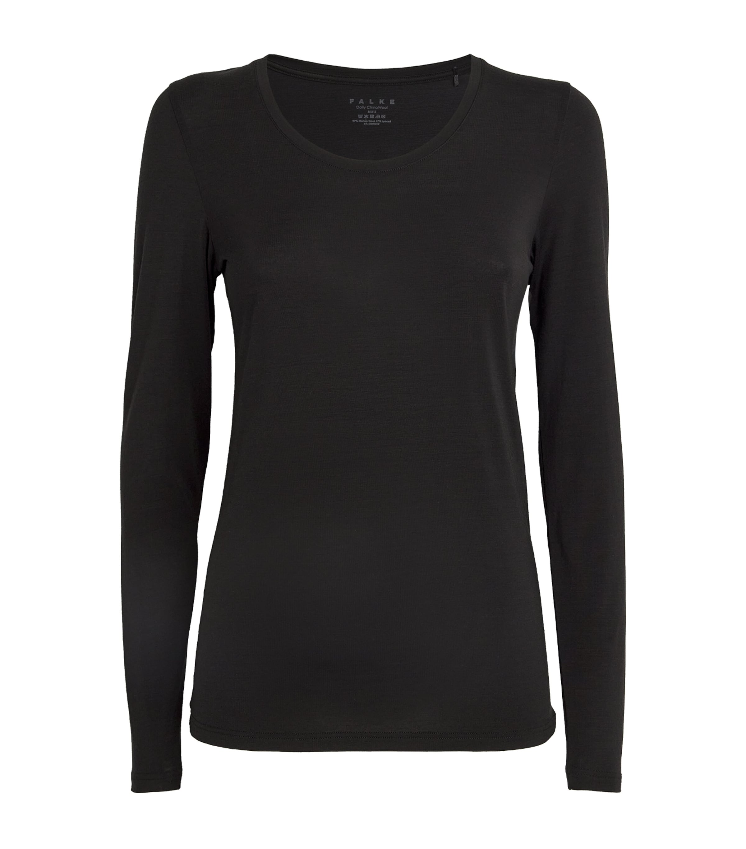 Falke Black Long-Sleeve Daily ClimaWool T-Shirt