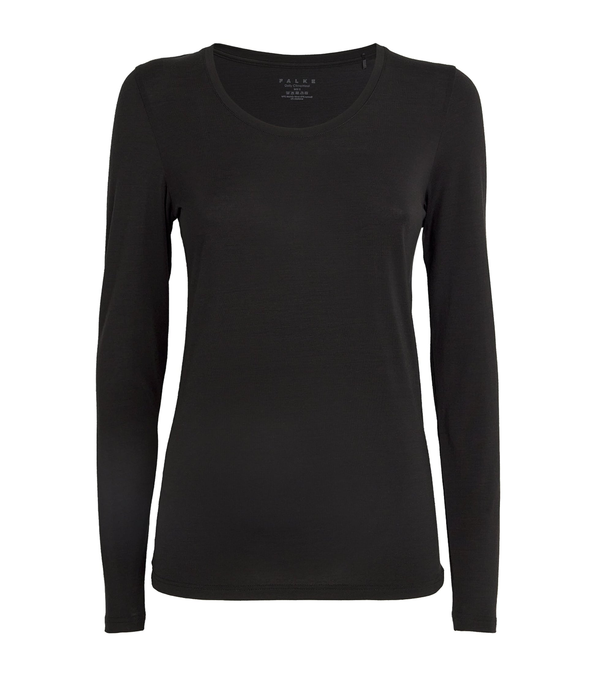 Falke Black Long-Sleeve Daily ClimaWool T-Shirt