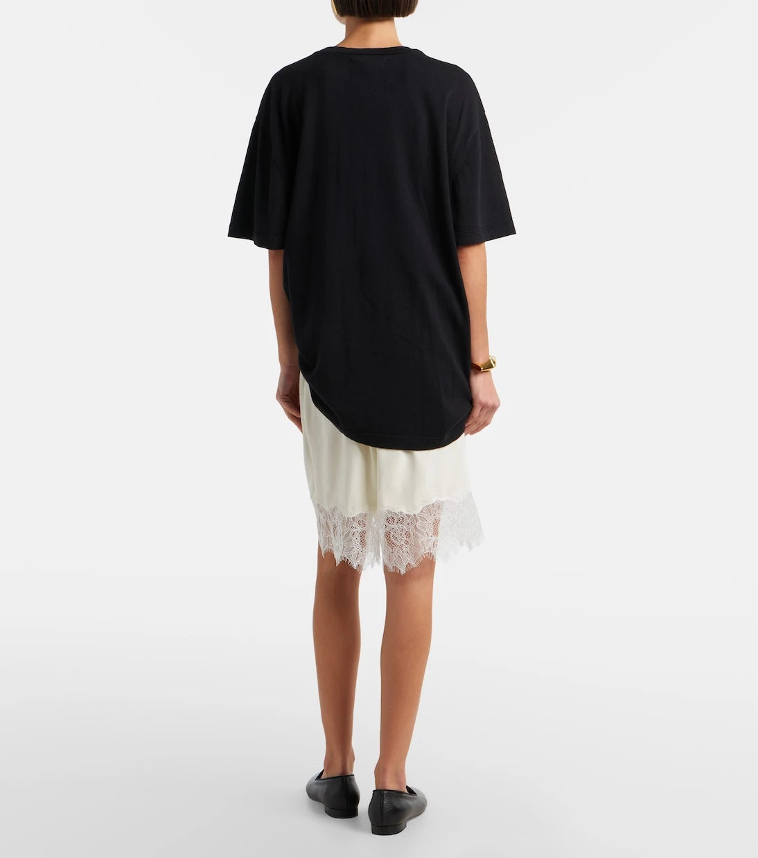 Staud - Verano lace-trimmed silk satin Bermuda shorts