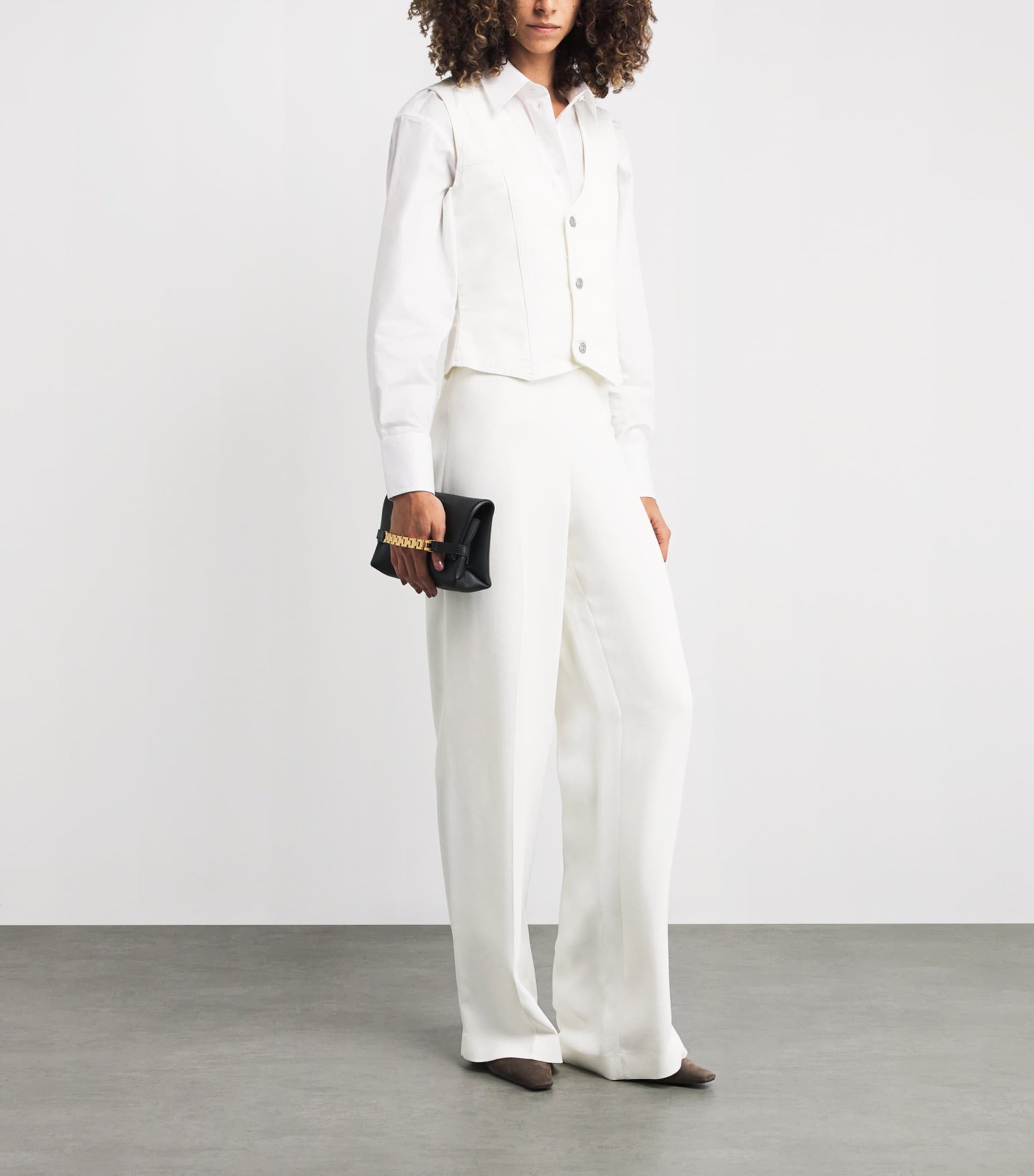Victoria Beckham White Denim V-Neck Waistcoat