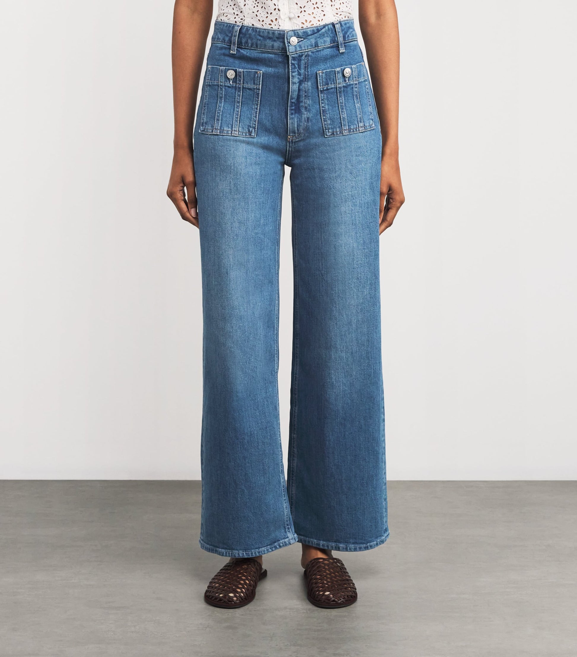 PAIGE Blue Anessa High-Rise Wide-Leg Jeans
