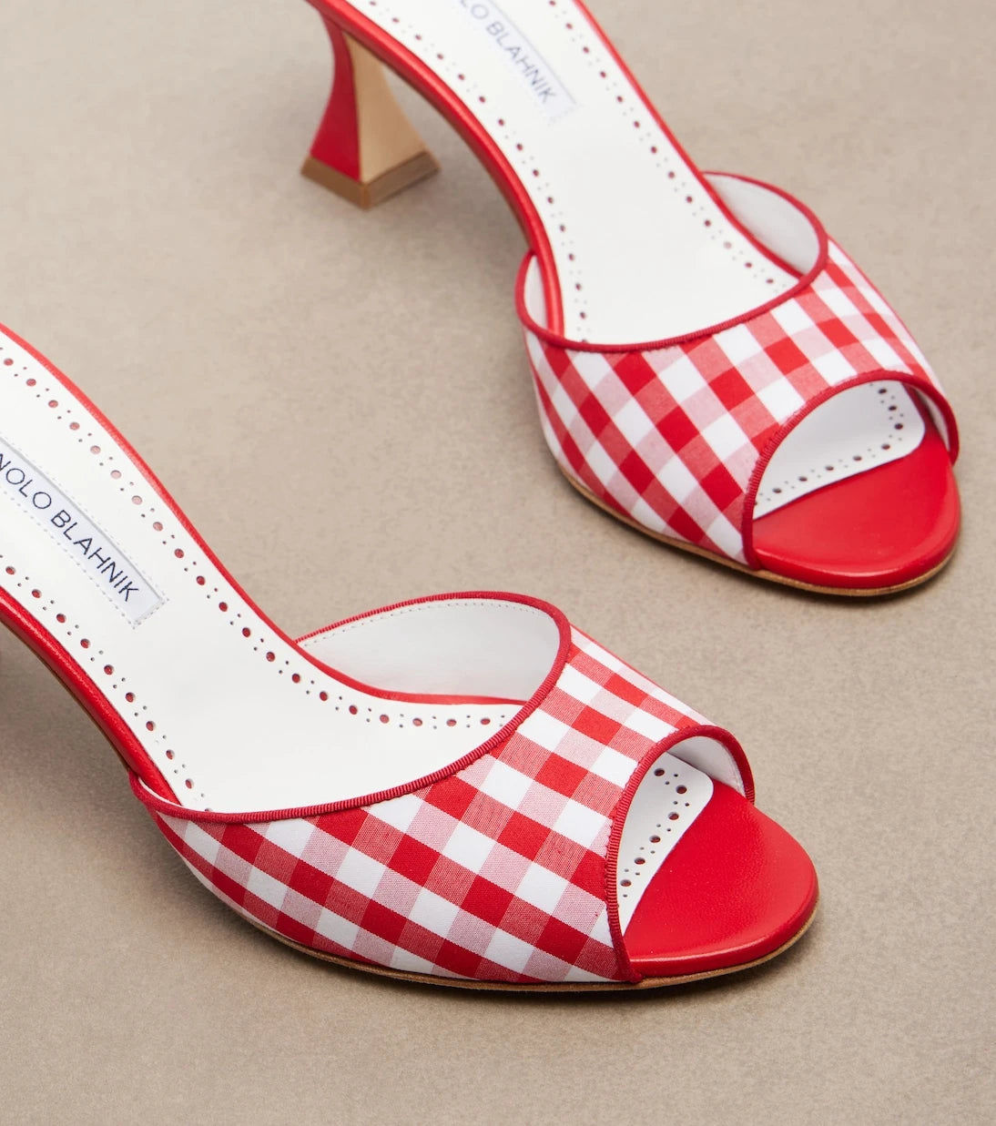 Manolo Blahnik - Jadara leather-trimmed gingham mules