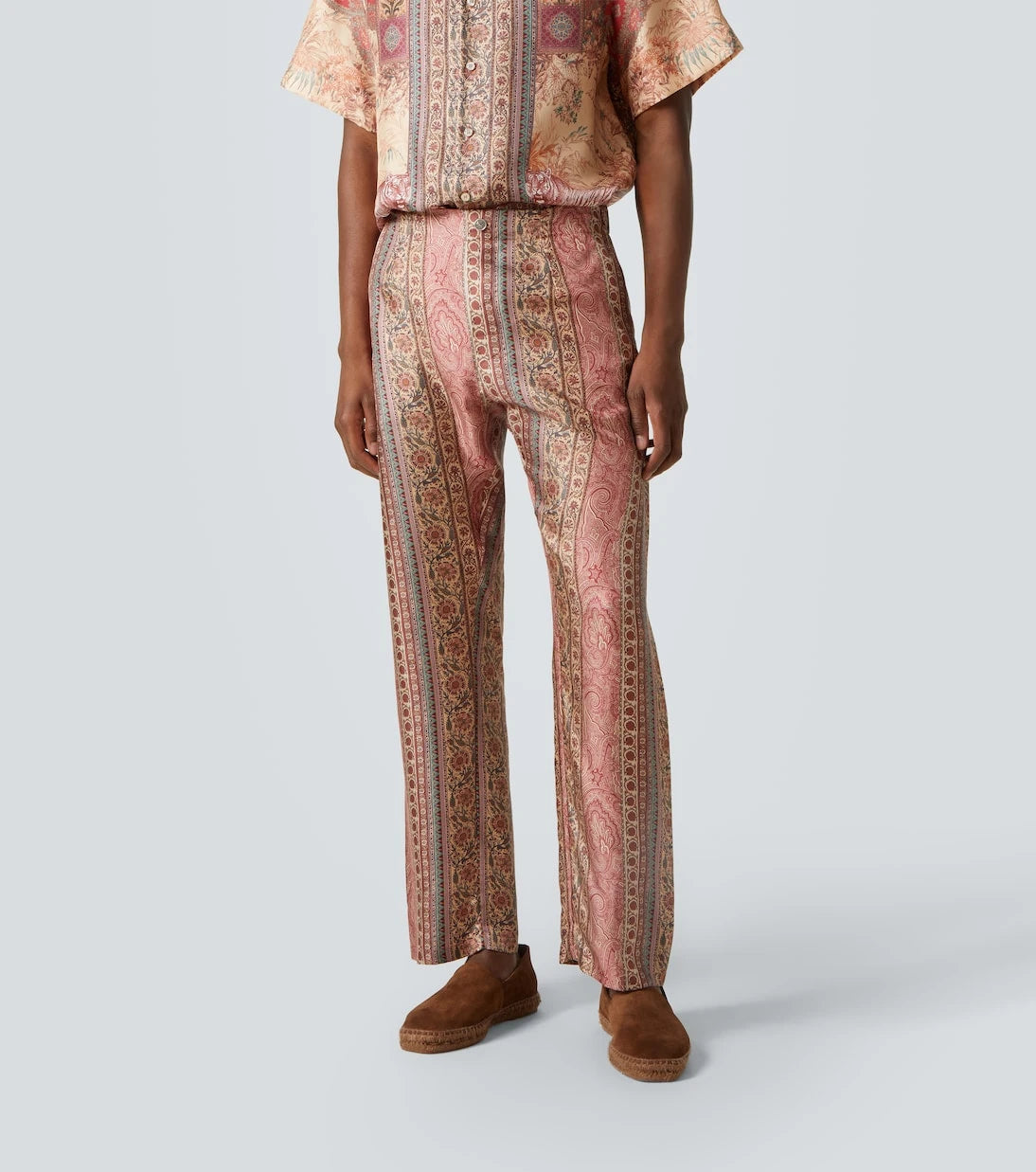 Etro - بنطلون حرير بقصة مستقيمة بطبعة البيزلي