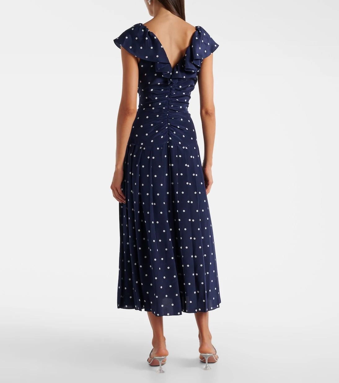 Alessandra Rich - Polka-dot ruffled silk midi dress
