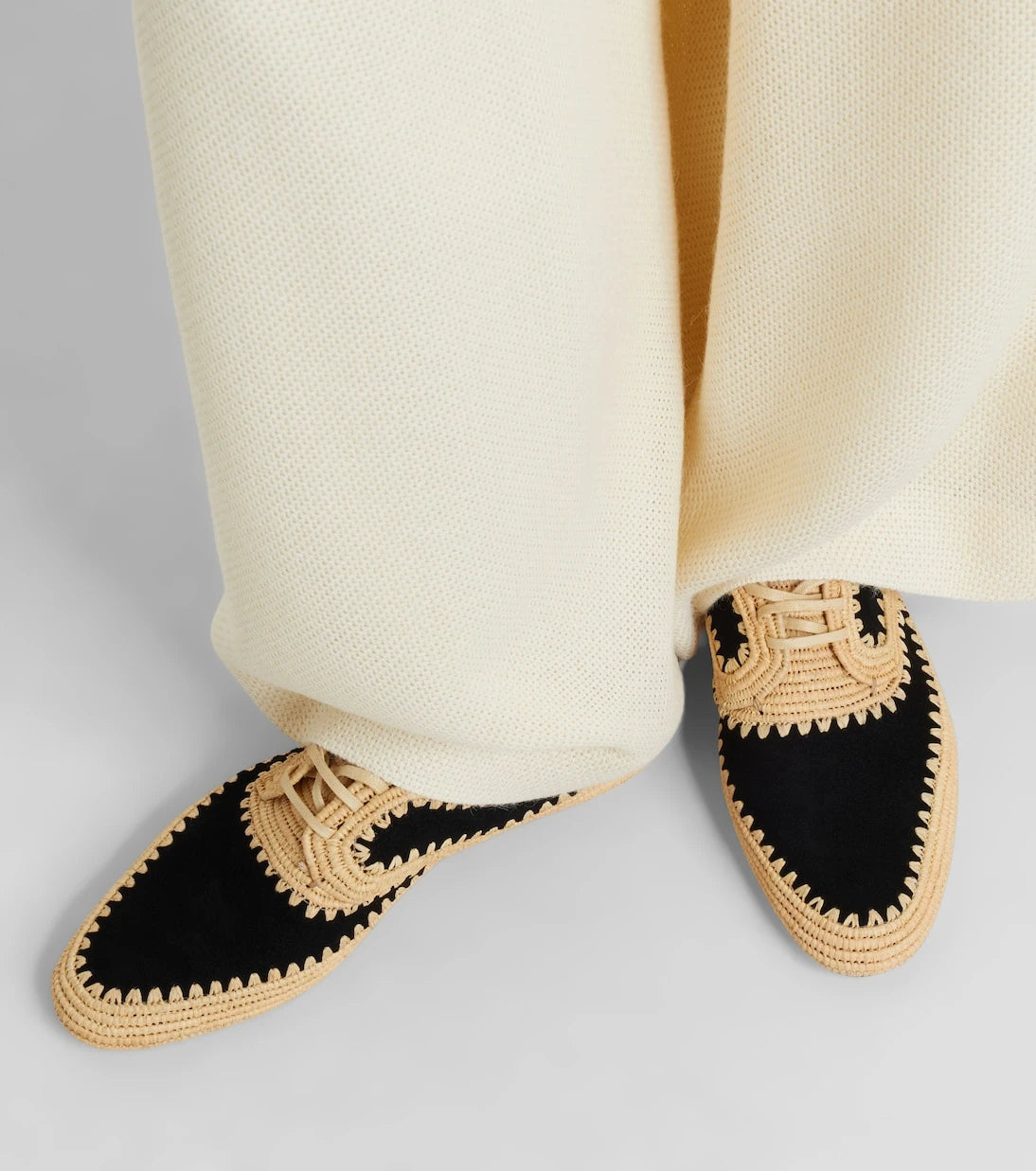 Gabriela Hearst - Strength raffia and suede Derby shoes